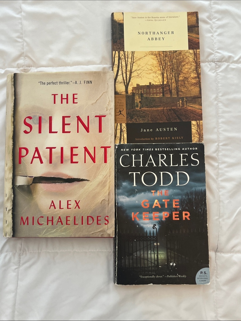 LOT 3 Books The Silent Patient - The Gatekeeper - Northanger Abbey